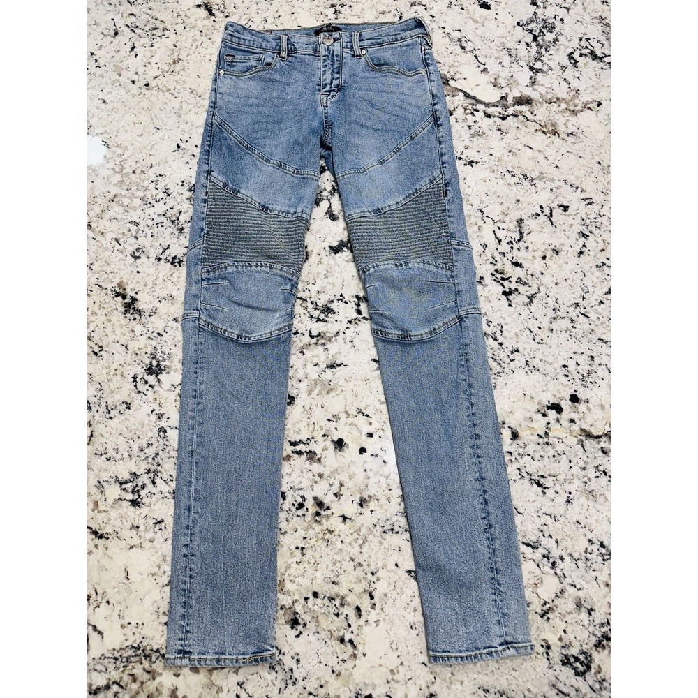 True Religion Rocco Moto Relaxed‎ Skinny Blue Denim Jeans (29x33) Urban Style